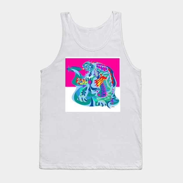 blue tortoise gamera beast kaiju in ecopop mexican patterns art Tank Top by jorge_lebeau